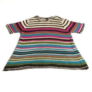 New Directions Colorful Striped Weaved Sweater 1X
